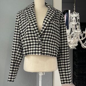 White Birch Black Label tartan short coat NWOT